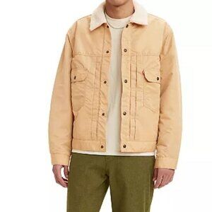 Levi's Tan Nylon Faux Sherpa Lined Unisex Trucker Jacket Size XS